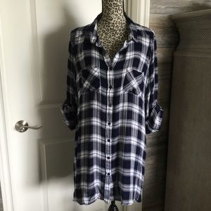 Roll Sleeve Plaid Tunic